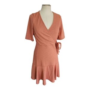 Gilli Rust Orange Knit Wrap Dress with Ruffle Hem Size Medium